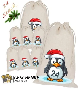 Pinguin Adventskalender zum Befüllen Weihnachtskalender Stoffsäckchen Beutel - Bild 1 von 7
