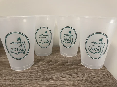 Masters Golf Tournament 2016 Plastic Cups Set of FOUR Augusta National Golf Club Cover