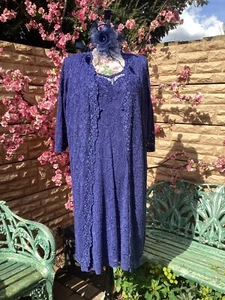 Ann Balon Italian Lace Mother Of The Bride Outfit Dress & Coat Size XXL 18 20 - Picture 1 of 15
