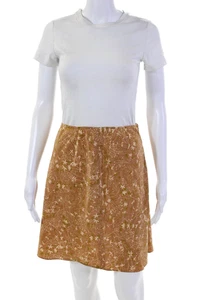 DKNY Petite Womens Silk Floral Print Mini Skirt Brown Green Size 4 Petite - Picture 1 of 9