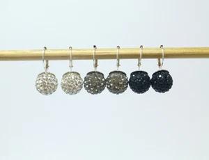 Ohrringe Brisur Silber 925 Kristall-Strass Kugel 10mm Grau Schwarz Weiß - Bild 1 von 11
