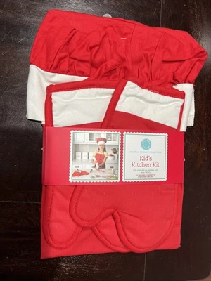 Martha Stewart Santa Navidad Vacaciones Niño Chef Juego Delantal 2 Mitones Sombrero Foto 1 de 4