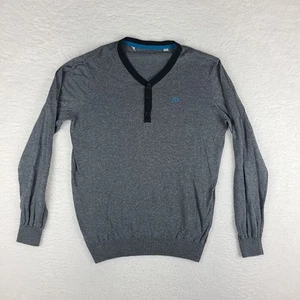 Travis Mathew Sweater Mens Medium Dark Gray V Neck Henley Sweatshirt - Picture 1 of 11
