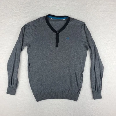 Travis Mathew Sweater Mens Medium Dark Gray V Neck Henley Sweatshirt - Image 1 of 4