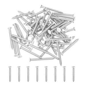 60Pcs ST3x30mm White Countersunk Head Self Tapping Screws for Metal, Silver - Picture 1 of 6