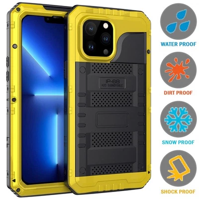 Funda protectora de pantalla 360 para iPhone IP68 impermeable de metal resistente blindada Foto 1 de 4