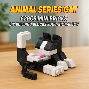 Tier Serie Katze MOC 62 STCK. Mini Steine Zum Selbermachen Bausteine pädagogisches Spielzeug Geschenk - Bild 1 von 6