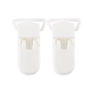 40pc WHITE 20mm Plastic KAM Pacifier Suspender Dummy Clip Badge Holder AU - Picture 1 of 4