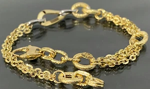 Italian 18K Yellow Gold Fancy Chain Bracelet 19cm Long - Picture 1 of 4