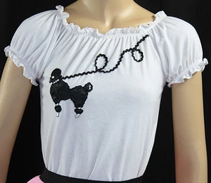 Blusa campesina blanca con caniche _ Niña talla grande (11-13) (Talla única para todos) - Imagen 1 de 3