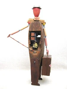 Folk Art Assemblage Male Portrait Wood Sculpture Vintage and Antique Components - Picture 1 of 9