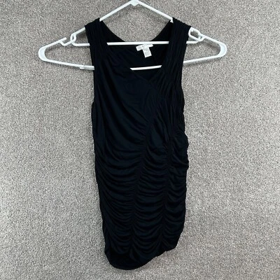 Vestido feminino Kenar tamanho grande preto sem mangas pulôver franzido - Imagem 1 de 4