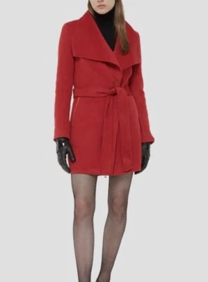 NUEVO CON ETIQUETAS $645 ABRIGO ROJO RUDSAK MENNIA para mujer mezcla de lana con cinturón talla M/8-10 Foto 1 de 4