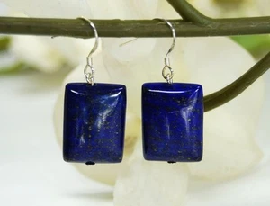 Schöne Ohrringe aus dem Edelstein Lapislazuli 925er Silber Haken - Bild 1 von 1