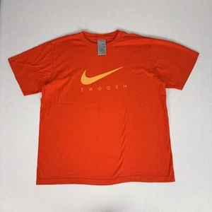 Vintage NIKE Front Logo Tee Shirt Orange Mens Large L Big Swoosh Short Sleeve - Picture 1 of 7