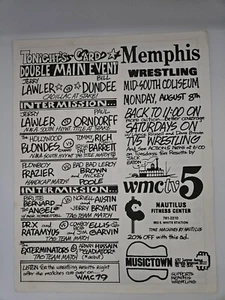 Vintage Memphis Wrestling Schedule - Jerry Lawler Vs. Bill Dundee August 8th - Picture 1 of 2