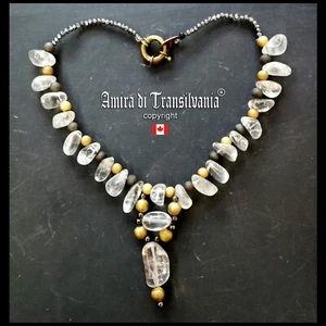 luxury jewelry necklace pendant vintage stone pearl drop collar crystal rock bib - Picture 1 of 24