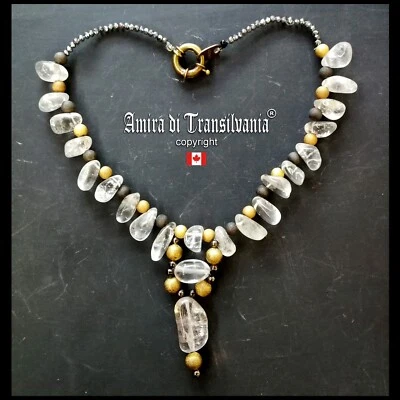 luxury jewelry necklace pendant vintage stone pearl drop collar crystal rock bib - Image 1 of 4