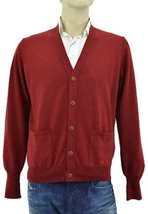 $550 BURBERRY London Rojo CÁRDIGAN 100% Lana Hombre Suéter Talla M - Imagen 1 de 4