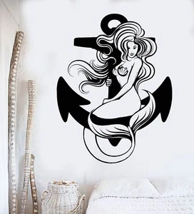  Vinyl Wall Decal Sexy Mermaid Anchor Ocean Sea Marine Style Stickers (1109ig) - Picture 1 of 3