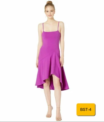 Vestido para mujer Susana Monaco vestido con tirantes finos y volantes en ángulo talla S Malbec Foto 1 de 4