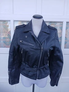 Vintage 1960 Womens Motorcycle Jacket Leather Sz 10 - Picture 1 of 14