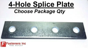 4-Hole Flat Splice Plate for Unistrut / B-Line Channel #4617 P1067 Zinc / EG - Picture 1 of 5
