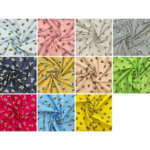 100% Cotton Bumblebee Bee Buzz Print Children Craft Fabric | 140 cm Wide | FQ - Picture 1 of 22
