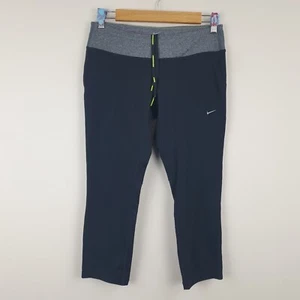 Nike Running Leggings Womens Medium Black Cropped Dri-Fit Fitness Stretch - Picture 1 of 14