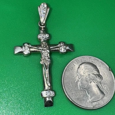 Colgante Cruz Vintage Esterlina Y Piedras Preciosas Foto 1 de 4