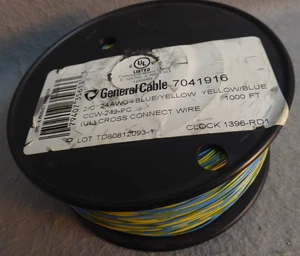 General Cable Cross Connect Blu Giallo 24 AWG Comm Wire 1000 Ft Bobina 7041916 - Foto 1 di 6