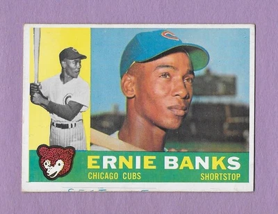 1960 Topps #10 Ernie Banks Salón de la fama Cachorros de Chicago sólido sin pliegues $100 Foto 1 de 2