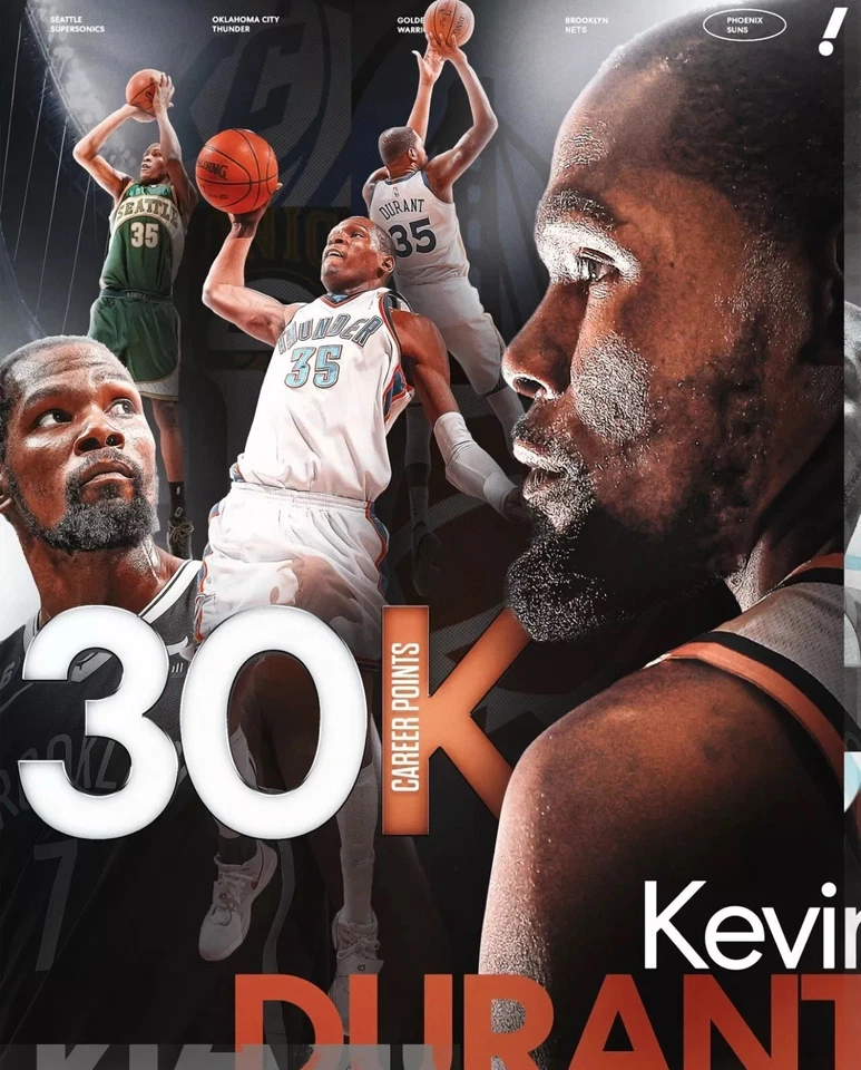 Foto de baloncesto de la NBA Kevin Durant 30.000 puntos de carrera collage Phoenix Suns 8x10 Foto 1 de 1