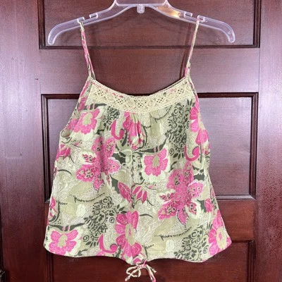 Blusa floral grande de algodón verde rosa para niña Krazy sin mangas Foto 1 de 4