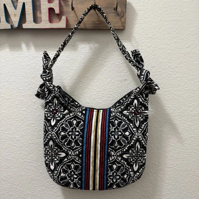Vera Bradley women Barcelona Olivia Purse Shoulder Bag Mini Hobo Black Retired - Image 1 of 4