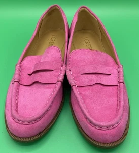 J.Crew Bright Pink Suede Loafer Shoes Women's Size 6.5 - Work / Office - Picture 1 of 10