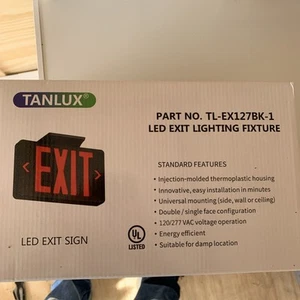 TANLUX Red Exit Sign with Black Housing LED Emergency Exit Light with Battery... - Picture 1 of 2