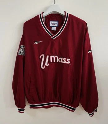 CHAQUETA CHAQUETA DE NAILON VINTAGE AÑOS 90 Reebok UMass Amherst University para hombre talla L Foto 1 de 4