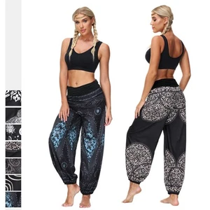 Yoga Pants for Women Harem Boho High Waisted Pants 12 Styles - Picture 1 of 14