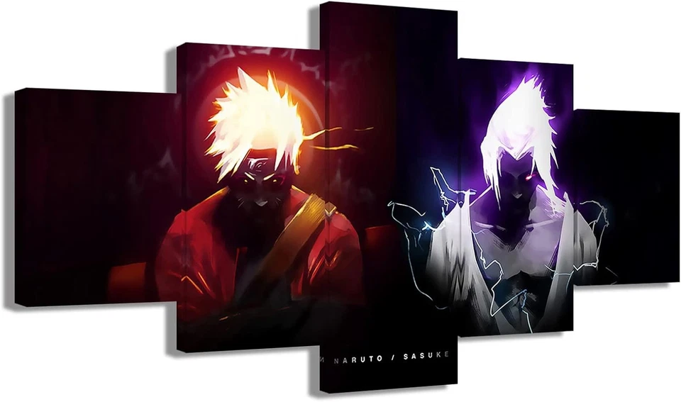 Anime Dark Naruto y Sasuke Face-Off Anime 5 Piezas Panel Lienzo Arte de Pared Foto  Foto 1 de 4