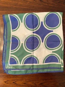 Vintage VERA White Blue & Green Scarf 100% Acetate Japan AS IS Please See - Picture 1 of 7