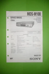 Servizio Manuale di Istruzioni per sony MDS-M100, Originale - Foto 1 di 1