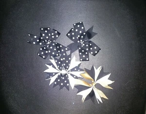 Black, Gold and White Hairbow Set - Picture 1 of 1