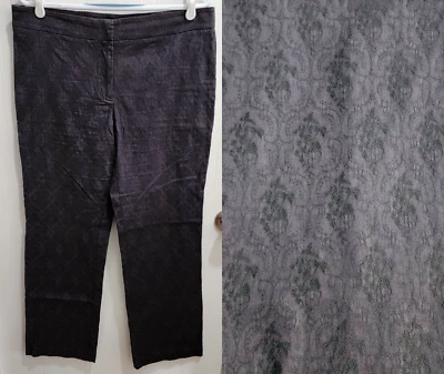 Pantalones de vestir para mujer Lillie Rubin texturizados florales elásticos azul oscuro talla 12 Foto 1 de 4