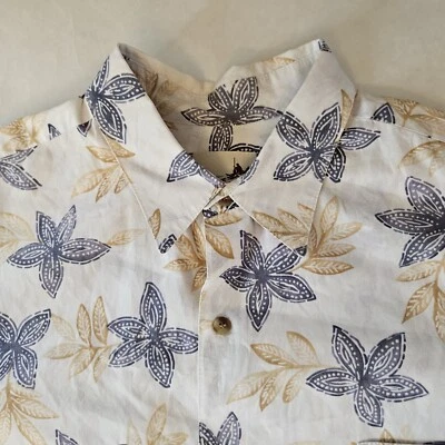 Kahala 1936 Hawaiian Shirt Mens 2XB Cream Aloha All Over Floral Button Down Polo Foto 1 de 4
