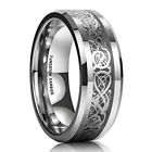 Bague de mariage eBay pour hommes 8 mm argent celtique bracelet en tungstène avec argent noir carbone