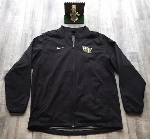 Nike Dri Fit L Wake Forest Full Zip Black & Gold Soft Jacket Windbreaker XL Cover