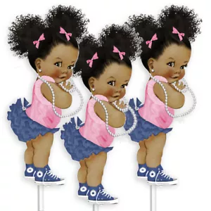 Centros de mesa de mezclilla rosa para bebé niña, jeans para fiesta baby shower decoración - Imagen 1 de 2
