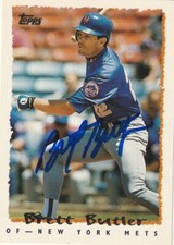 BRETT BUTLER  NEW YORK METS  SIGNED 1995 TOPPS TRADED #41T