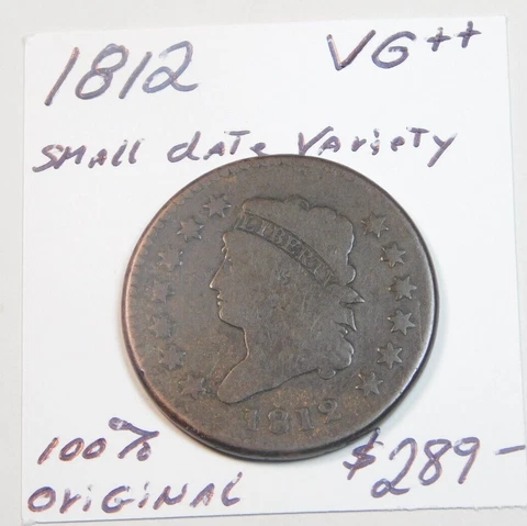 1812 CLASSIC HEAD CENT VG++ 100% ORIGINAL, NEVER CLEANED CHOCOLATE BROWN!!!!!!!! Cover